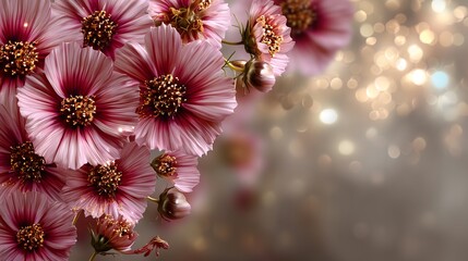 Soft background of elegant pink cosmos flowers