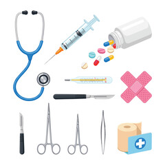 Medical Equipment Sticker Set Illustration