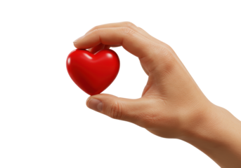 Isolated Hand Holding a Red Heart Symbol of Love and Affection