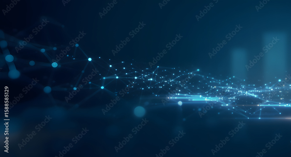 Poster digital web of connections: a mesmerizing abstract display of interconnected nodes and lines, symbol