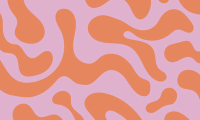 Abstract wavy retro groovy psychedelic horizontal banner. Vector illustration of dynamic liquid organic shapes. Background in 1970s hippie style