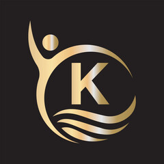 Success Logo combine with letter k vector template