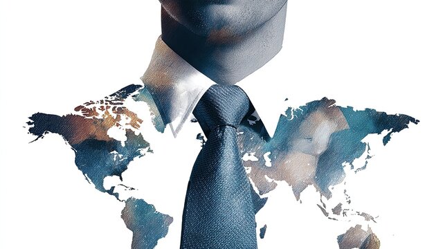 Businessman with world map overlaid