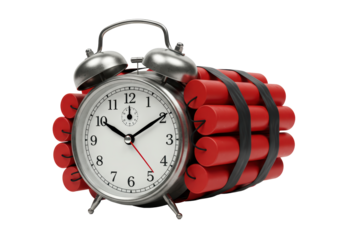 Isolated Time Bomb with Alarm Clock and Dynamite