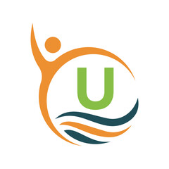 Success Logo combine with letter U vector template