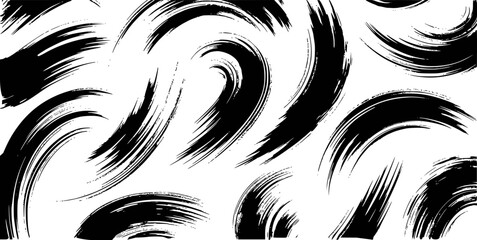Fototapeta premium Abstract black brushstrokes repeating pattern on white background