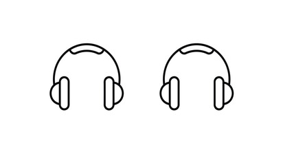Two headphone icons in simple black outline on a white background