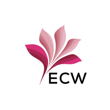 ECW Modern Floral Abstract Logo Design, ECW Later Logo, Creative Botanical Brand Identity, Minimalist Nature Inspired Logo. 
