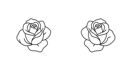 Simple Rose Outline Illustration with Two Flowers on a White Background
