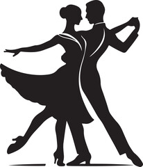silhouette of a couple dancing tango A silhouette depicts a couple dancing, likely ballroom or Latin style.
