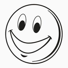 Fototapeta premium A Simple Outline Drawing of a Happy Smiling Face with Wide Eyes and a Big Grinning Mouth