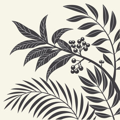 Silhouette design with leaves and berries