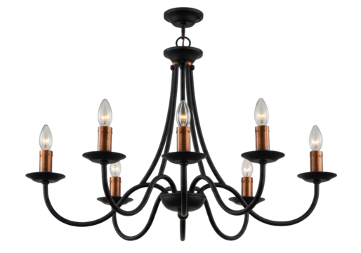 Isolated Black Chandelier with Six Lights