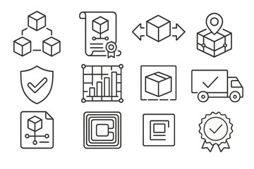 Blockchain, cryptocurrency outline icon set. bitcoin, digital fintech symbols collection