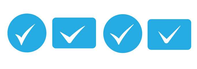 blue check mark icon Vector symbols set , blue checkmark isolated on white background