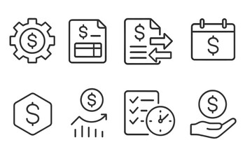 Finance and payment line icon set. transaction, money, budget symbols collection