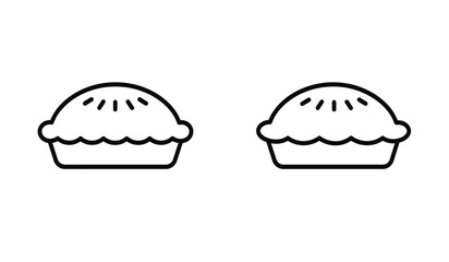 Two pie icons in a simple black outline on a white background