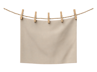 Isolated Transparent Fabric on Wooden Clothespins