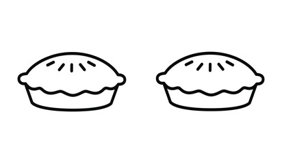 Two pie icons in black outline on a white background