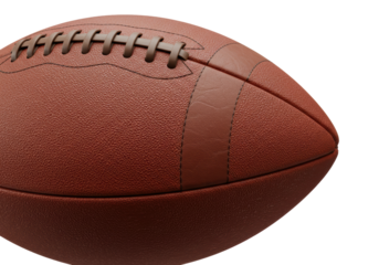 Isolated Close-up of a Brown Leather American Football