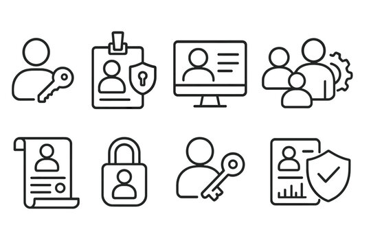 Privacy and security icon set. data protection, access management linear icons