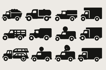 Transport, vehicle silhouette icon set. trucks, delivery icons silhouette collection