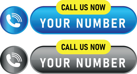 Call us now label buttons with phone icon and customizable number section in blue and gray	