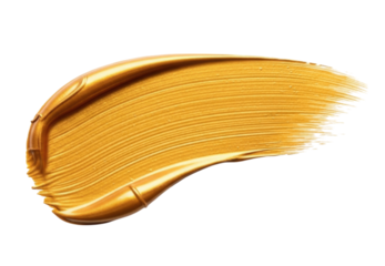 Golden acrylic paint stroke isolated on transparent background cutout png