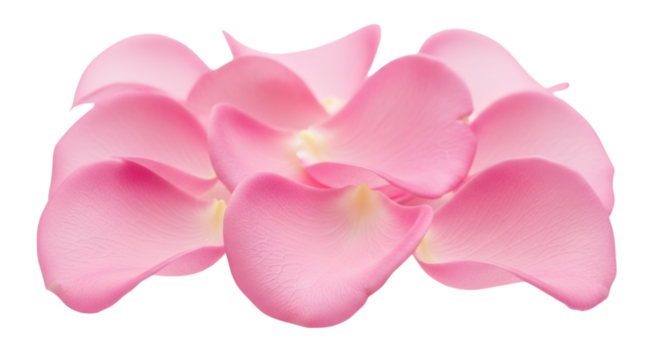 Soft pink rose petals scattered beautifully on a transparent background, perfect for design projects cutout isolated png