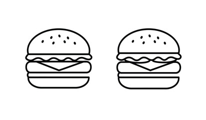 Two Simple Burger Icons Black and White Isolated on a White Background