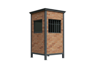Isolated Brick Guard Booth with Steel Frame