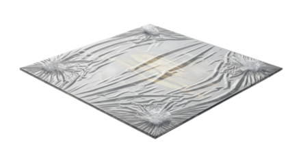 Clear plastic wrap with textured surface placed on flat surface cutout isolated on transparent bg, cutout png