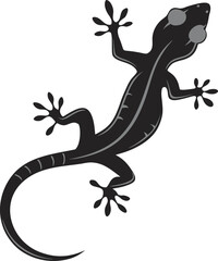 Lizard and chameleon on a branch black silhouette vector illustration