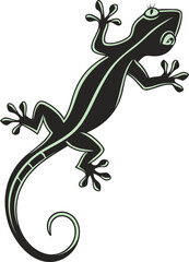 Obraz premium Lizard and chameleon vector illustration on a branch with wildlife and nature elements