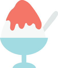 かき氷のイラスト・いちご味・夏・シャーベット