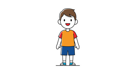 Happy young boy standing outdoors feeling energetic and ready for fun and playtime activities