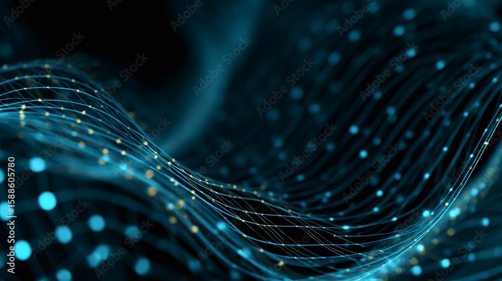 Poster abstract network data flow illuminating interconnectedness and digital communication in a futuristic