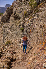 Active woman hiking in Teno mountains