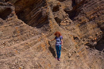 Active woman hiking in Teno mountains