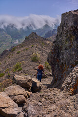 Active woman hiking in Teno mountains