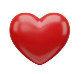 Fototapeta premium Glossy red heart shape isolated on transparent bg, cutout png