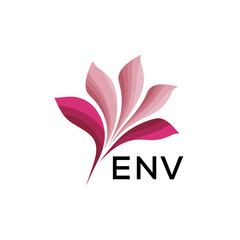 ENV Modern Floral Abstract Logo Design, ENV Later Logo, Creative Botanical Brand Identity

