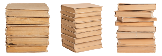 Isolated Stacks of Books on Transparent Background for Design Use