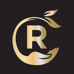 Charity Logo combine with letter R vector template