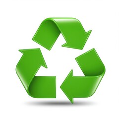 Obraz premium Green recycling symbol with arrows on white background