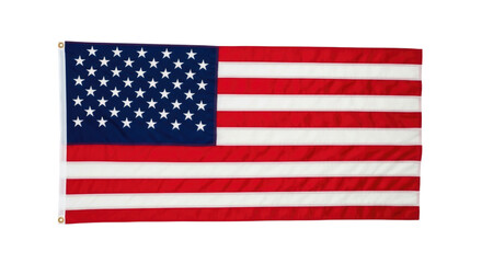 American flag with red and white stripes and blue field of stars isolated on transparent bg, cutout png
