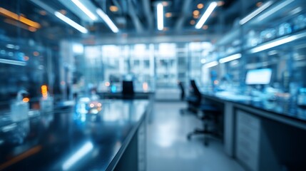Sleek science laboratory showcasing advanced equipment and blue ambiance, blurring the edge of innovation and technological progress for research.