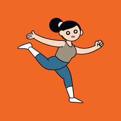 dynamic toe touch female exercise cartoon art