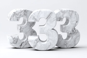 Three 3s in white marble