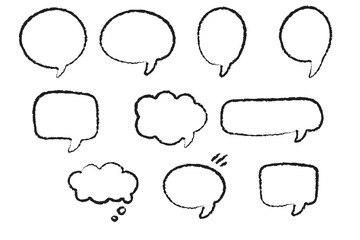 Charcoal sketch style speech bubbles set for comics